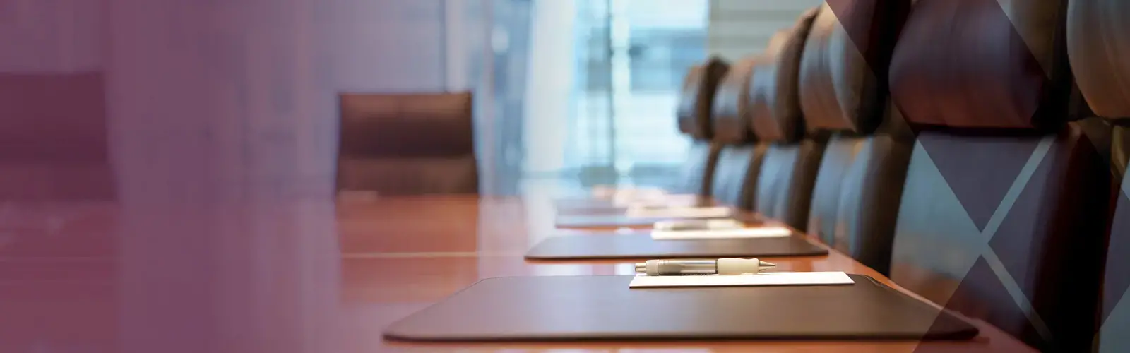 Board room table with line of chairs 