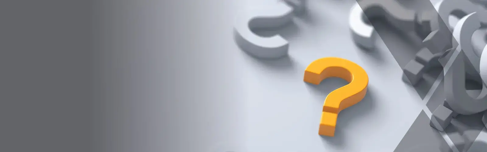 Yellow question mark surrounded by other question marks