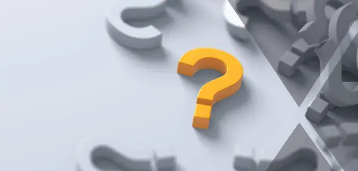 Yellow question mark surrounded by other question marks
