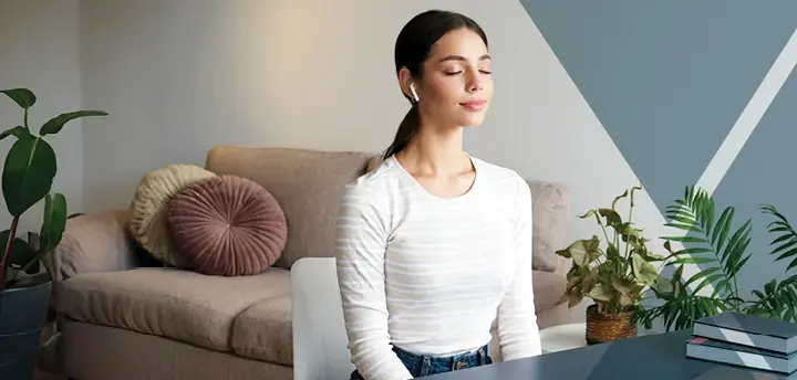 Meditation break at desk 