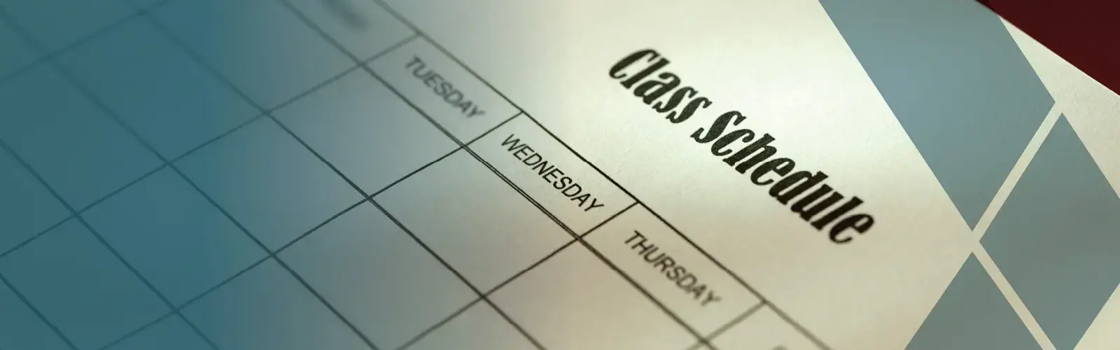 Piece of paper showing a Class Schedule
